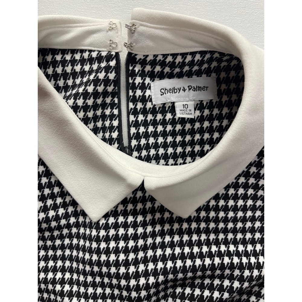 Shelby Palmer Houndstooth Peter Pan Collar Dress Womens Size 10 Black White - Picture 3 of 7